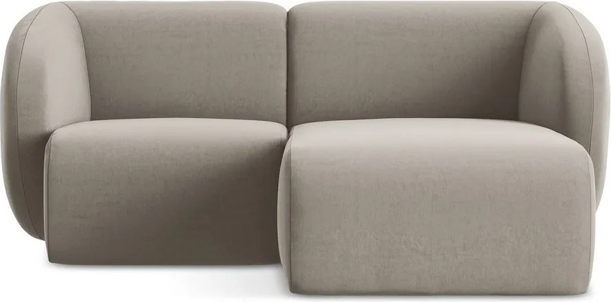 Colțar maro deschis cu tapițerie din catifea (cu colț pe partea dreaptă/cu șezlong) Lani – Makamii