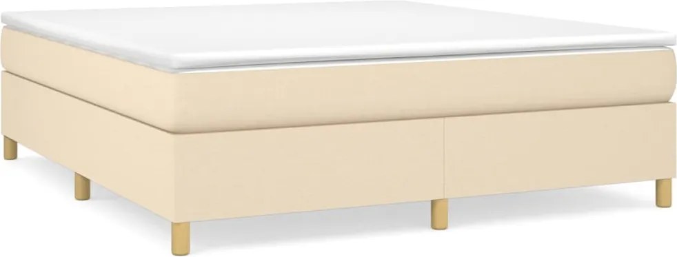 vidaXL Pat box spring cu saltea, crem, 160x200 cm, material textil