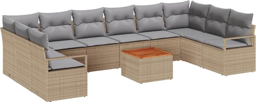 vidaXL Set de canapele pentru grădină 11 pcs Beige și gri deschis