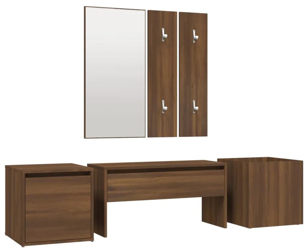 3120202 vidaXL Set de mobilier pentru hol, stejar maro, lemn prelucrat