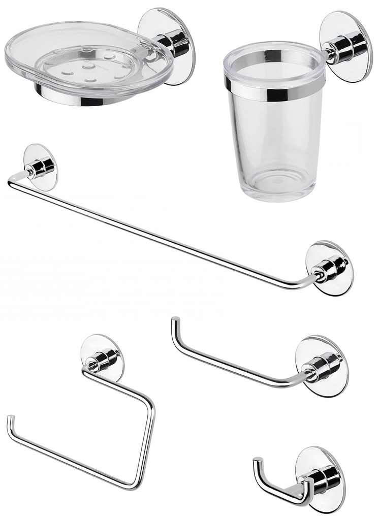 Set de accesorii pentru baie cu montare fara gauri CasaBlanca WIND