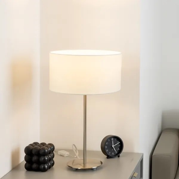 Lampă LED de masă Eglo TUNJA 1xE27/60W/230V 38,5 cm crom mat/alb