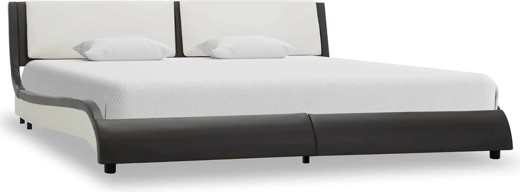 vidaXL Cadru de pat Gri și alb 160 x 200 cm Piele artificiala