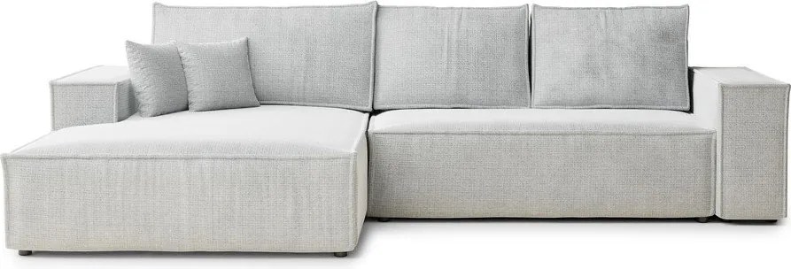 Colțar gri deschis extensibil/cu spațiu de depozitare cu tapițerie din chenille (cu colț pe partea stângă/cu șezlong) Maze – Maison de Rêve