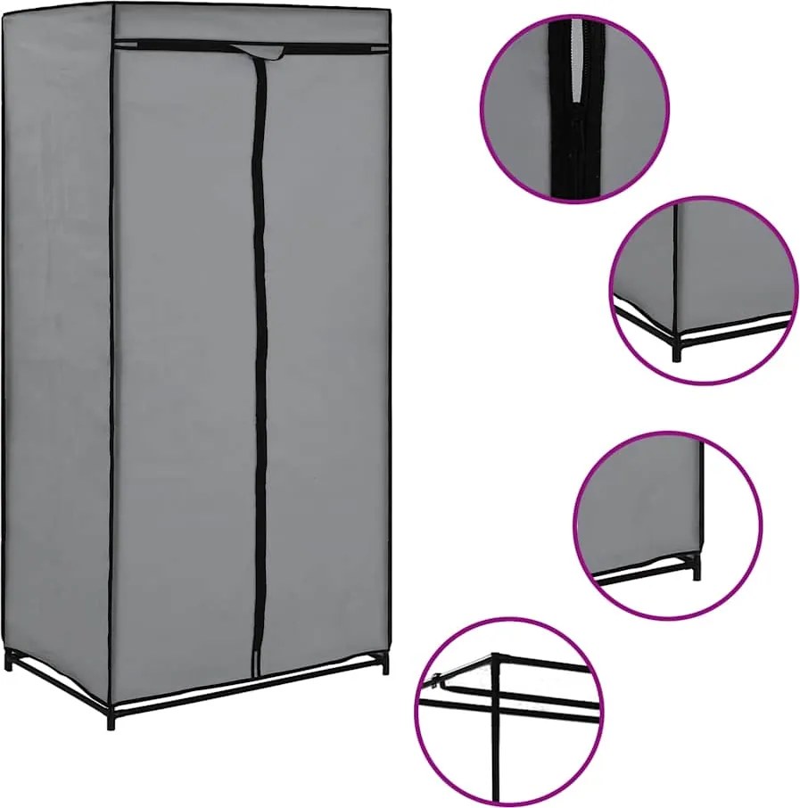 vidaXL Șifonier, gri, 75 x 50 x 160 cm