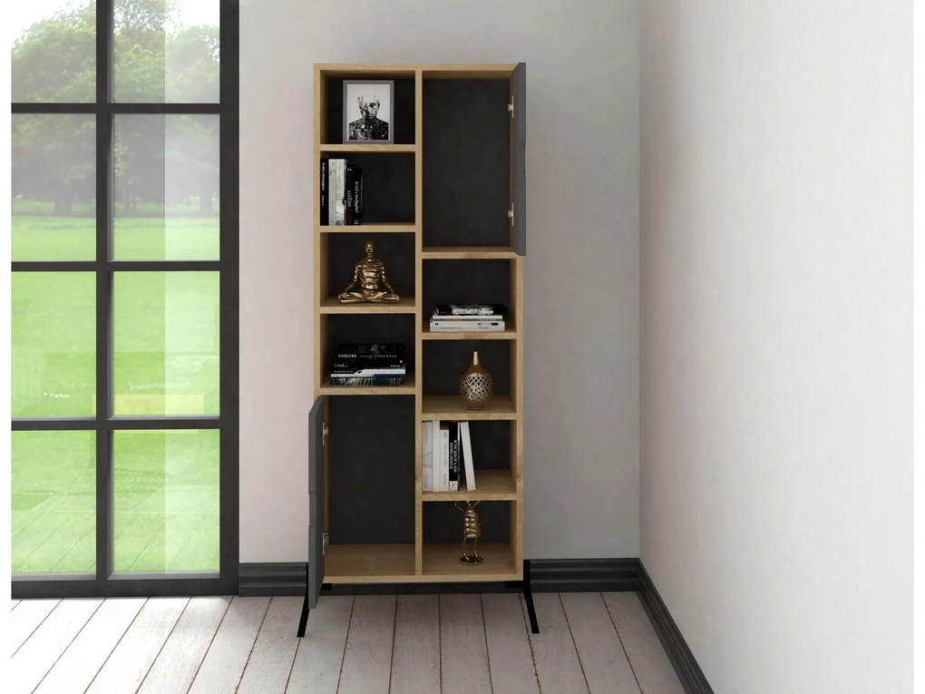 Set mobilier living Tretsilla (Stejar zafir + antracit + negru). 1107150