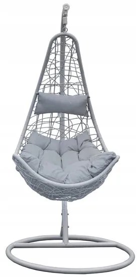 Scaun leagan suspendat, Jumi, poliratan, otel, gri, max 120 kg, 79x70x120 cm