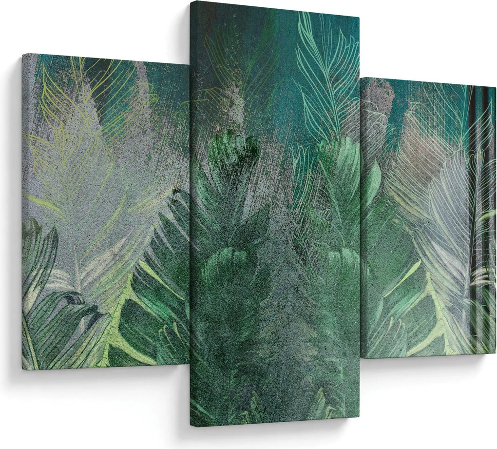 Tablou - Textura de beton cu frunze (90x60 cm)
