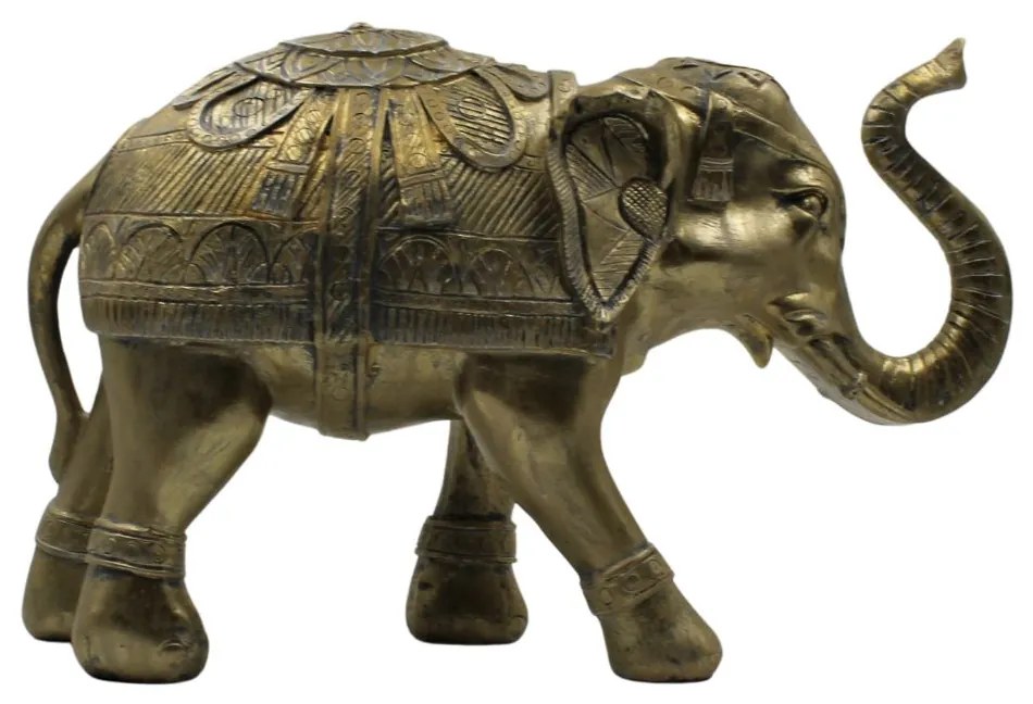 Decorațiune Feng-Shui, elefant auriu, 35x21.5x13 cm