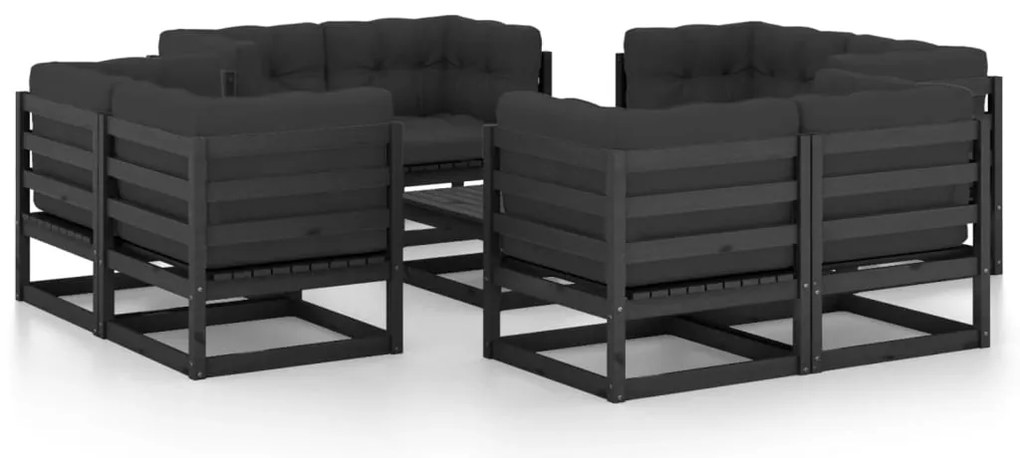 vidaXL Set mobilier grădină cu perne, 9 piese, lemn masiv pin