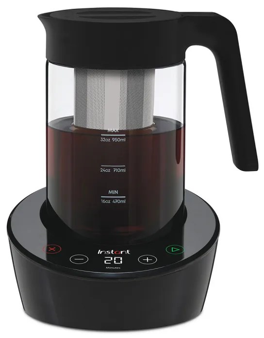 Extractor pentru prepararea rapidă a cafelei și ceaiului la rece Instant Pot Cold Brewer 140624501EU, 600 W, 950 ml, FlashExtract, timp de extracție între 5 și 30 de minute, ecran tactil, fără BPA/PFOA/PTFE, negru