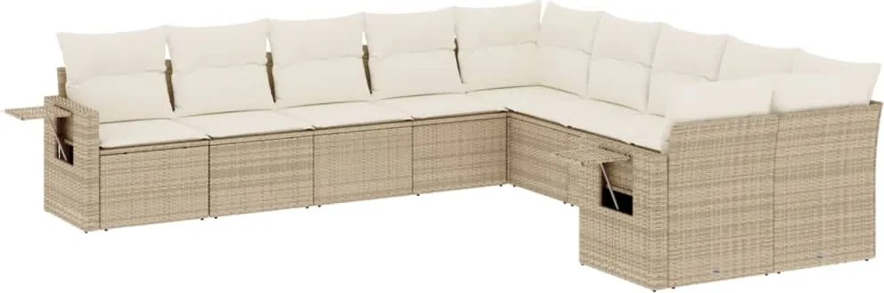 vidaXL Set canapele de grădină cu perne, 10 piese, bej, poliratan