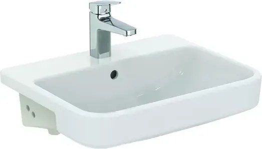 Lavoar semiincastrat Ideal Standard i.life B alb lucios 55 cm cu orificiu baterie si preaplin