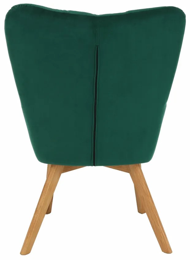 Fotoliu de design, catifea Velvet smarald/stejar, FONDAR