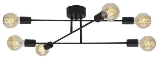 Lustră aplicată BATON 6xE27/60W/230V, negru - Cottex P7216SV