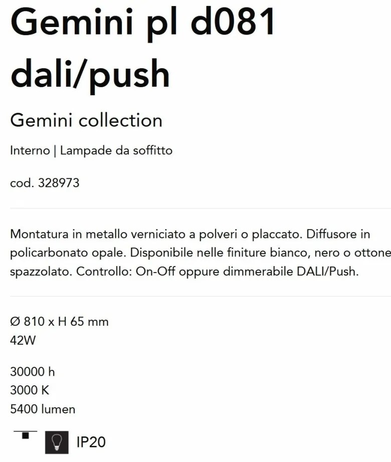 Plafoniera LED XL design circular GEMINI pl d081 dali/push alama