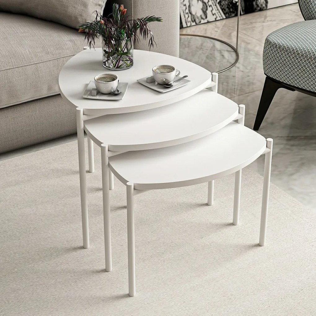 Masă de cafea Lenny White, 3 buc