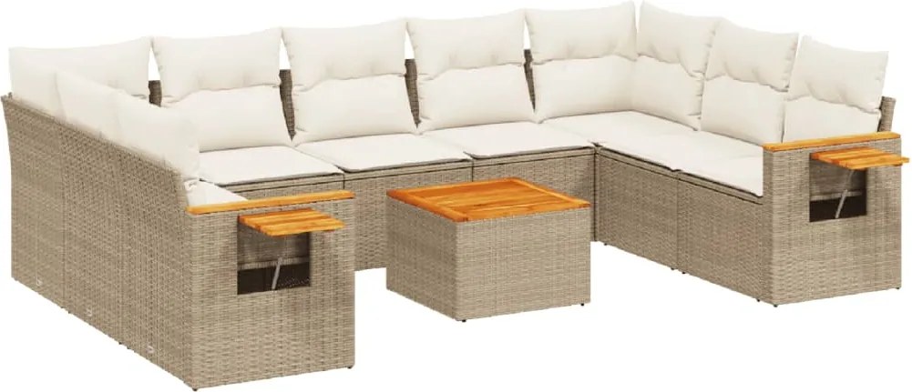 vidaXL Set canapele de grădină cu perne, 10 piese, bej, poliratan