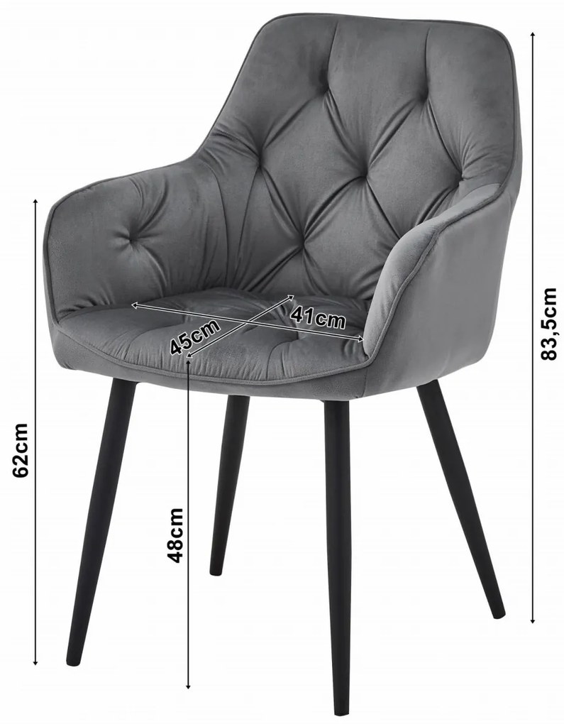 Scaun de masa JORK VELVET, gri inchis