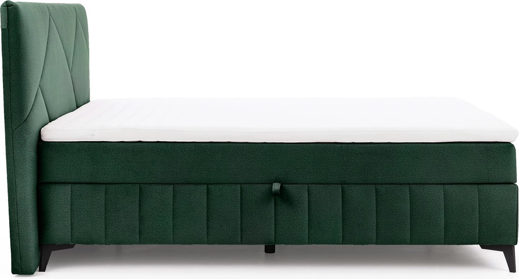 Pat boxspring Wasil 160x200 cu spațiu de depozitare - catifea verde hidrofobă Element 12