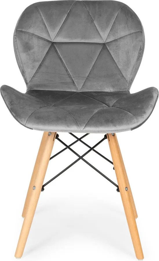 Set de 4 scaune din catifea gri