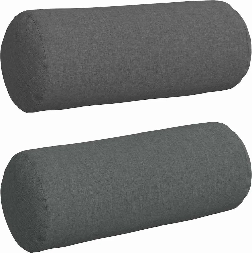 vidaXL Perne Bolster 2 pcs Gri închis Ø 15 x 40 cm țesătură
