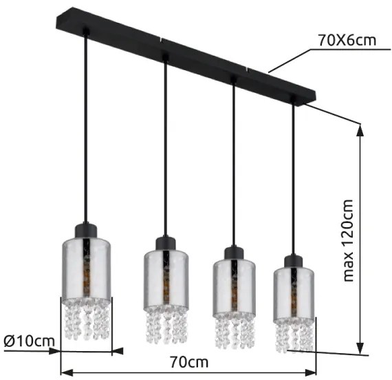 Lustră pe cablu Globo 15799-4H BACKEY 4xE27/40W/230V