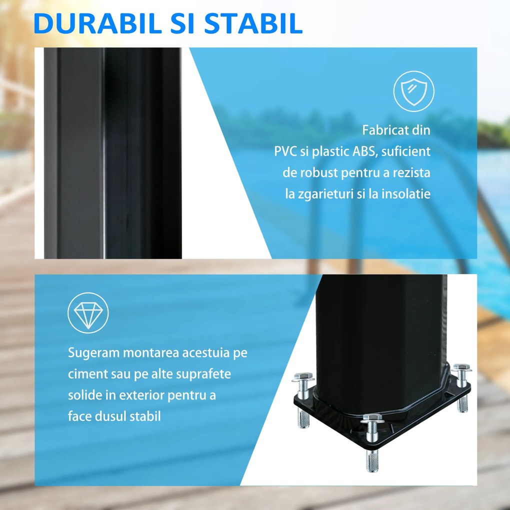 Dus Solar de Gradina Outsunny Incalzit 55° pentru Exterior, 35L cu Mixer, Negru | Aosom Romania