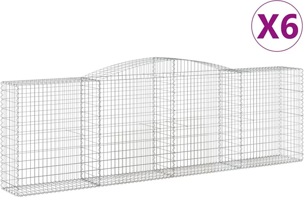 vidaXL Coșuri gabion arcuite 6 buc, 400x50x120/140 cm, fier galvanizat