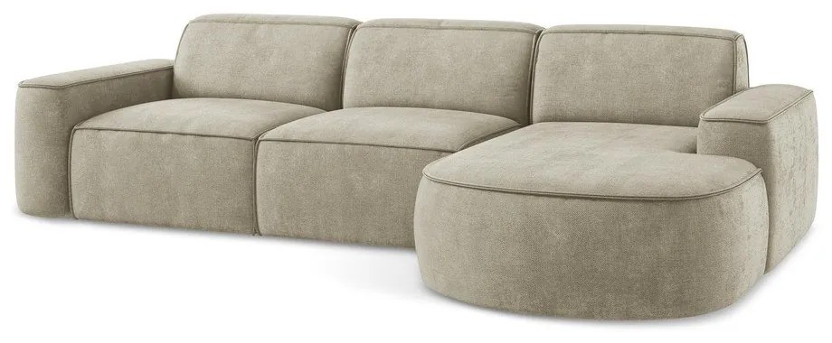 Colțar bej cu tapițerie din chenille (cu colț pe partea dreaptă/cu șezlong) Omao – Makamii