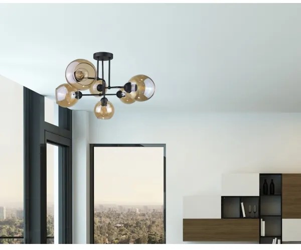 Lustră aplicată MONDE BLACK 6xE27/60W/230V