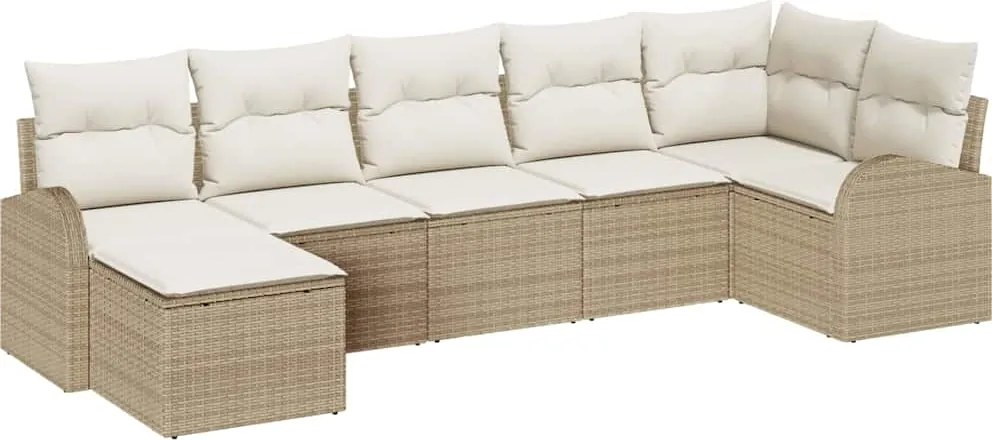 vidaXL Set de canapea cu pernă cu depozitare 7 pcs Bej poliratan