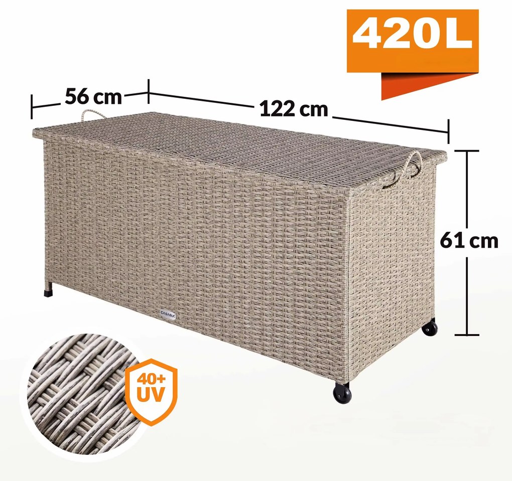 Deuba Cutie depozitare 122cm x 56cm x 61cm - crem cu roti