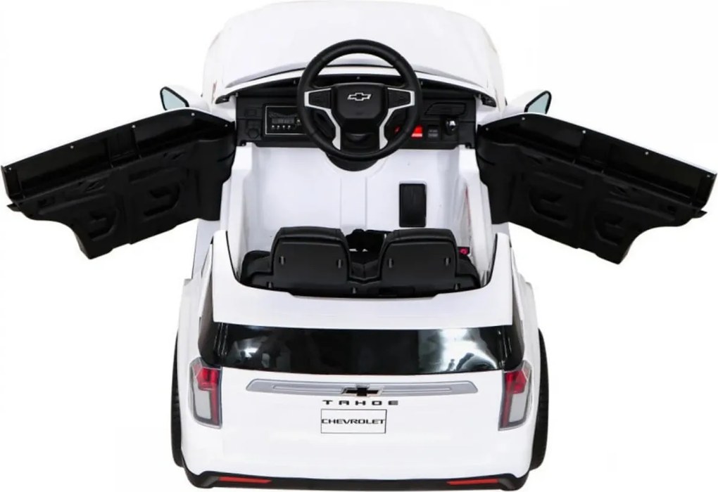 Masinuta Electrica cu acumulator pentru copii NOVOKIDS™ Chevrolet Tahoe SUV, Roti din Cauciuc EVA, Max 25 kg , Usi cu deschidere , 3 Viteze, Lungime