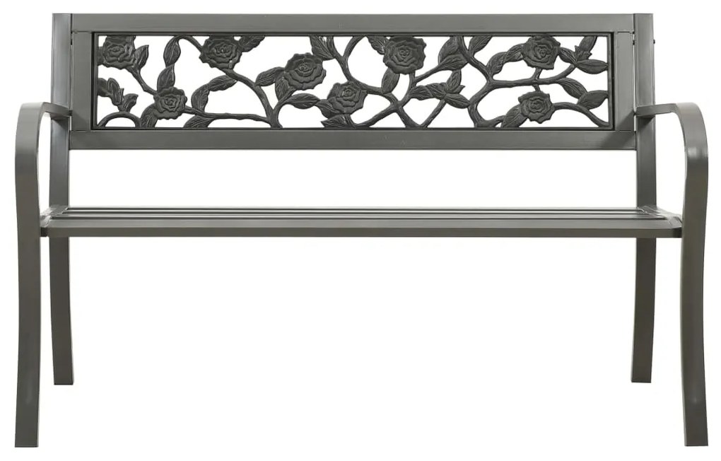 312038 vidaXL Bancă de grădină, gri, 125 cm, oțel