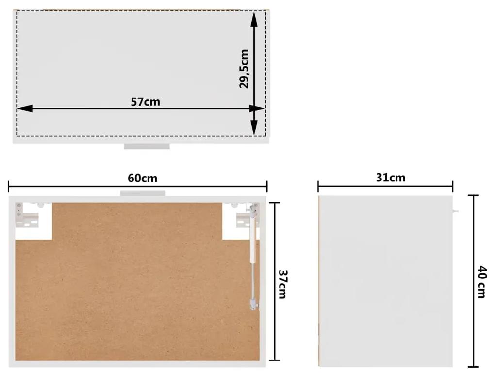 Dulap suspendat, alb, 60 x 31 x 40 cm, PAL Alb, handing cabinet with flip-up door, 1
