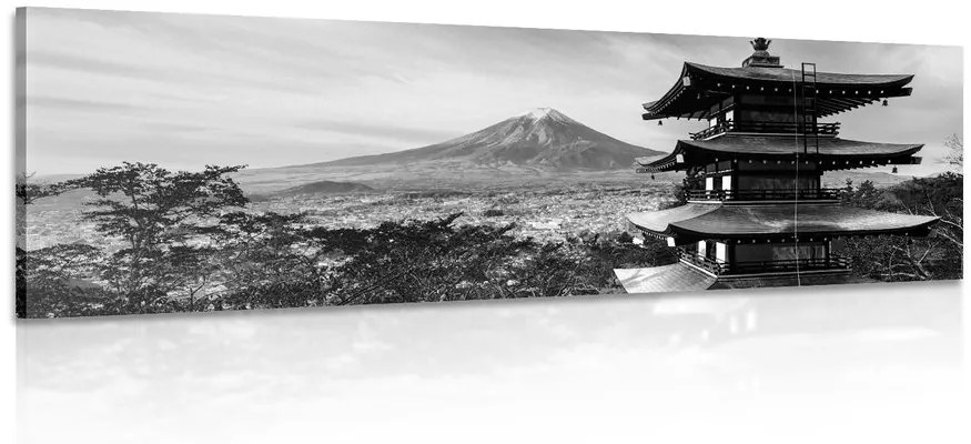 Tablou monument Pagoda Chureito în design alb-negru