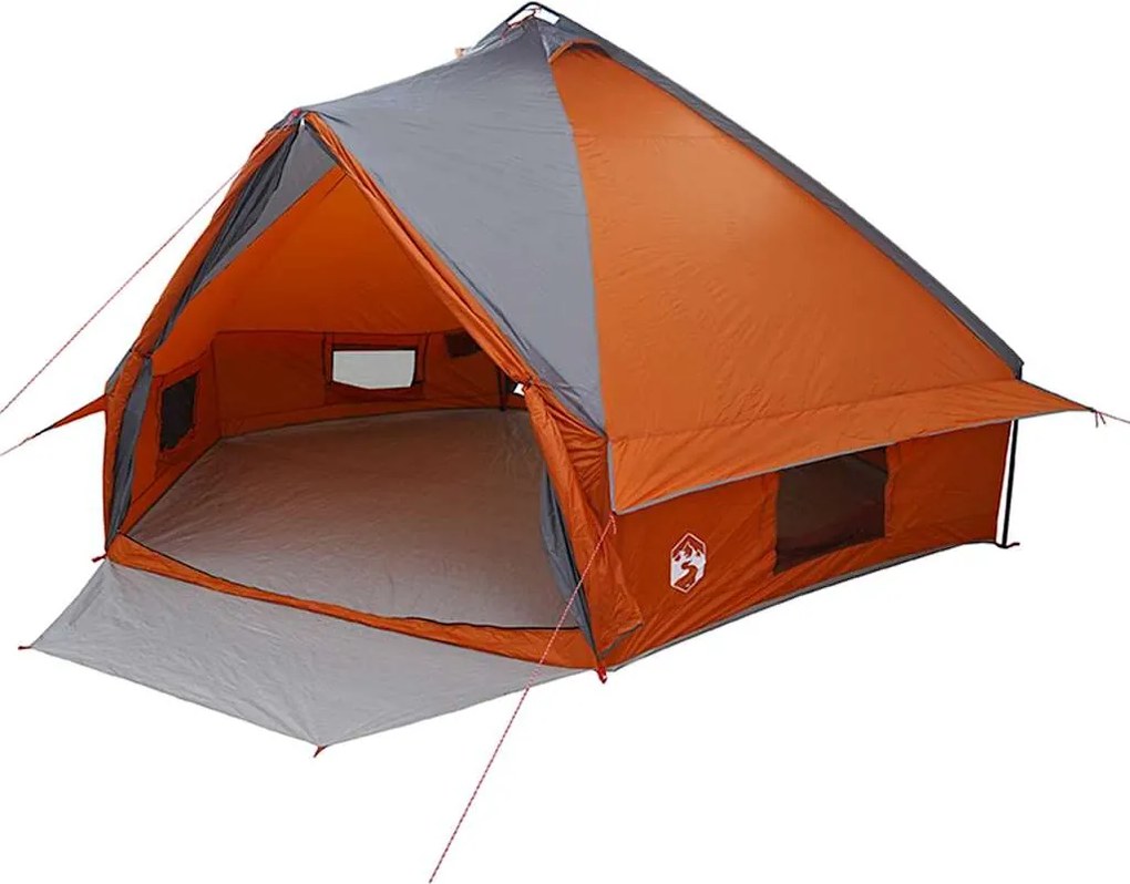 vidaXL Cort Teepee pentru 10 Persoane cu acoperiș Gri și Portocalie
