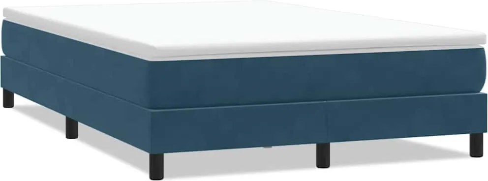 vidaXL Pat cu arcuri fără saltea Albastru închis 140x210 cm catifea