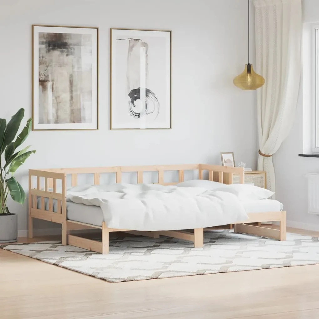 836210 vidaXL Pat de zi cu extensie, 90x190 cm, lemn masiv de pin