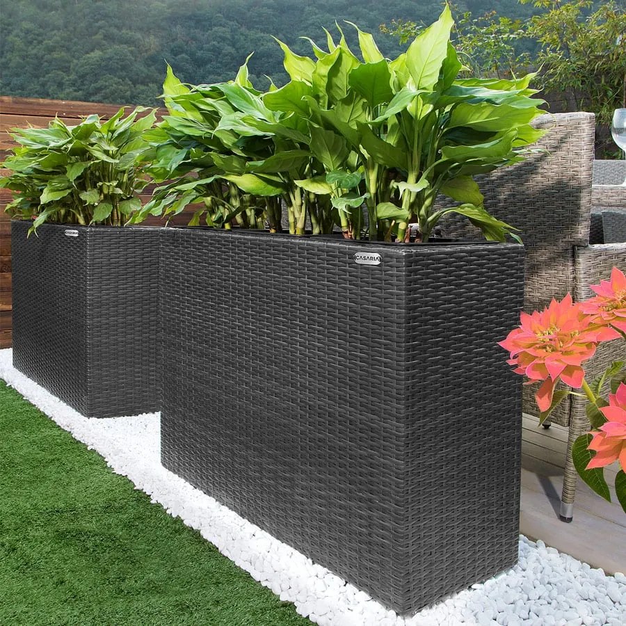 Deuba Ghiveci cu flori - 95 x 27 x 60 cm - negru