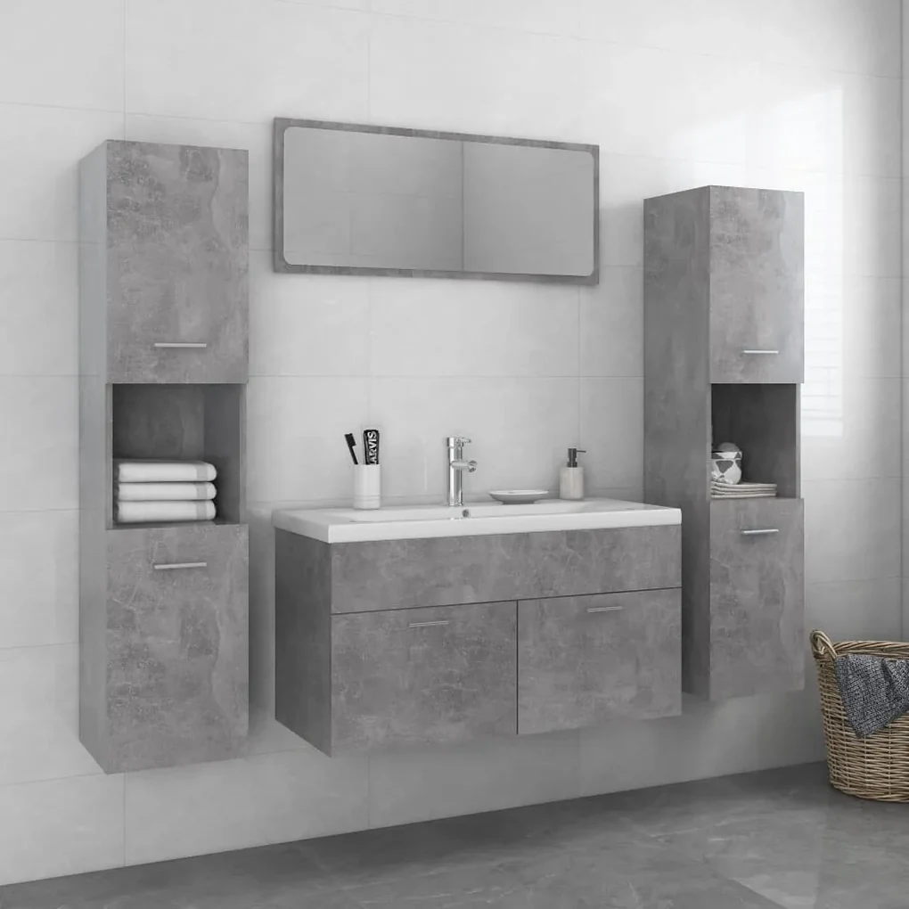 3071247 vidaXL Set mobilier de baie, gri beton, lemn prelucrat