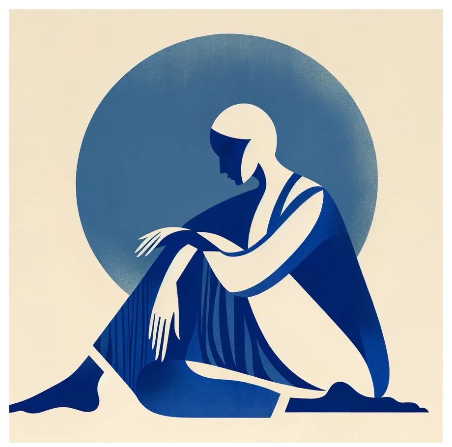 Tablou meditație în nuanțe de albastru