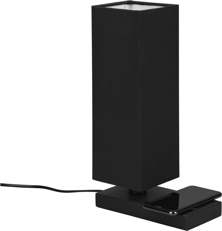 Veioză negru-mat cu încărcător wireless (înălțime 35 cm) Haley – Trio