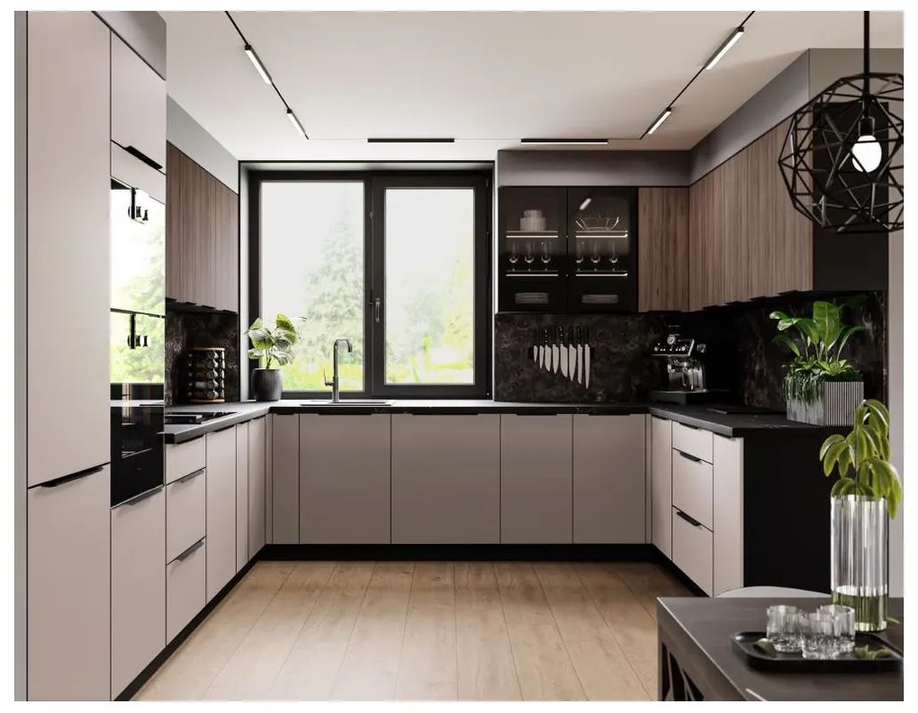 Dulap de bucătărie pentru alimente Monzesa 60 DK 210 2F (nuc okapi + negru . 1096968