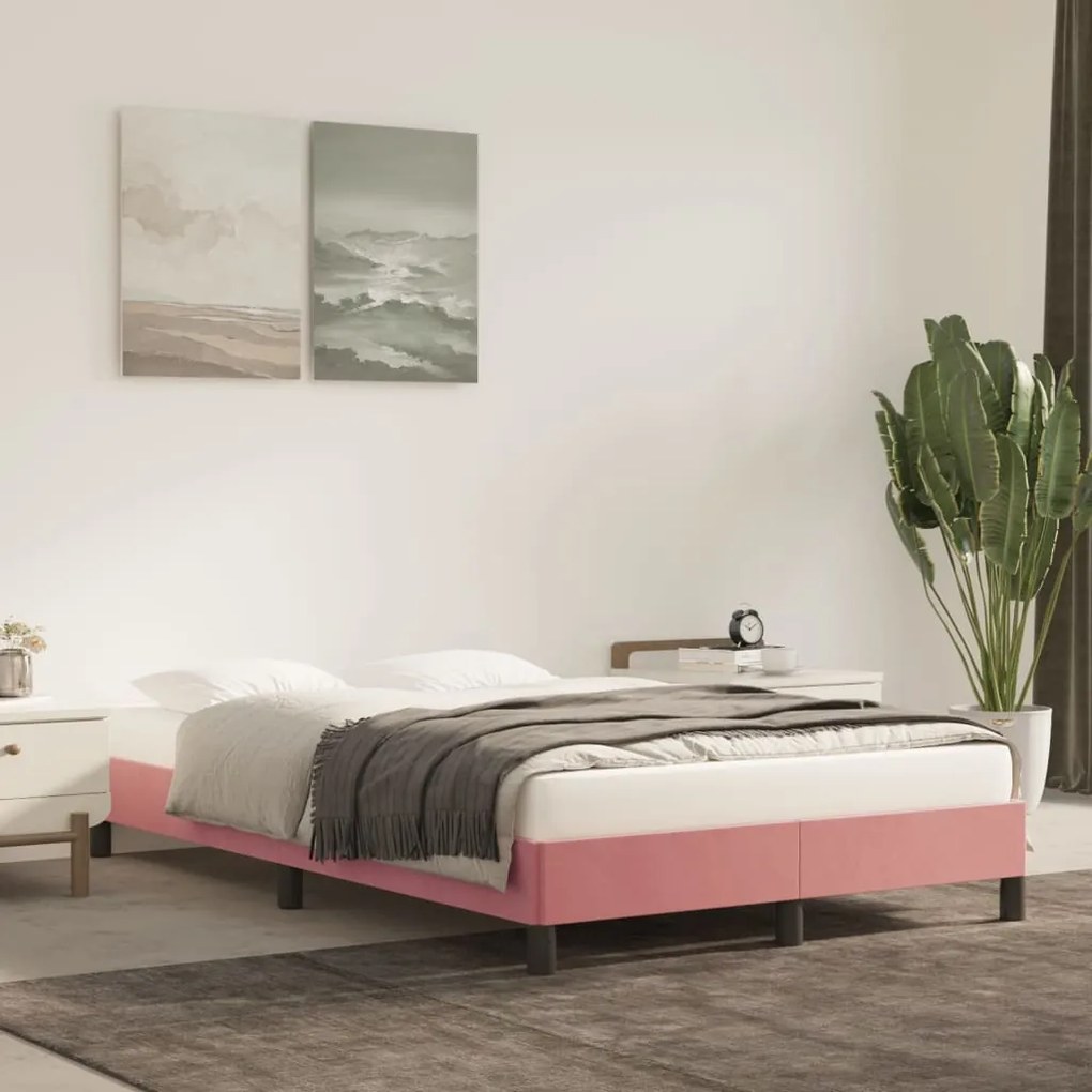 346969 vidaXL Cadru de pat, roz, 120x200 cm, catifea