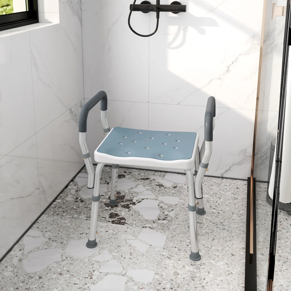 HOMCOM Scaun Reglabil de Duș cu Mânere, Multicolor | Aosom Romania