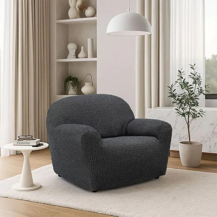 Nueva Textura Huse super elastice RUBINIA antracit fotoliu (l. 70 - 110 cm)