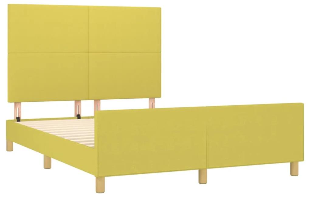 Cadru de pat cu tablie, verde, 140x200 cm, textil Verde, 140 x 200 cm, Design simplu