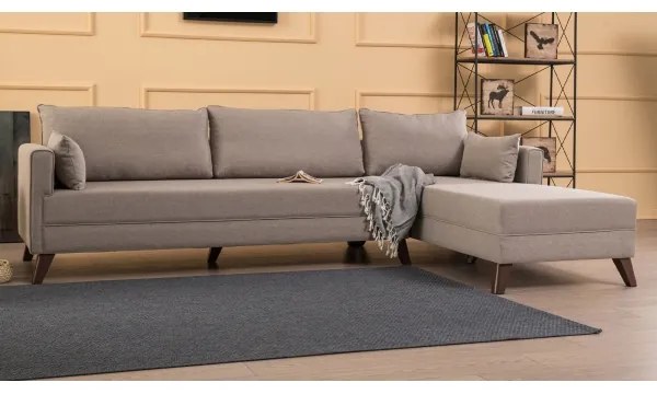 Colțar în L KORFU, crem, pe partea dreaptă